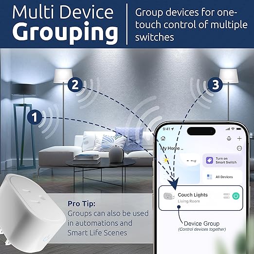 Smart Plug Energy Monitoring | Compatible with Alexa, Google Home Assistant, iPhone, Siri, Android, Power Tracking 15A 1800W, No Hub Required Energy Monitoring Outlet (Energy Monitoring, 2)