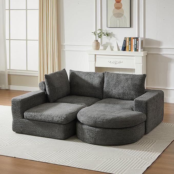 Boneless Sectional Sofa Couches with Chaise Lounge, Comfy Upholstered Compressed Cloud Sectional Sofa Floor Couch for Living Room Apartment,Deep Seat Sofa & Couches | Deep Seat, Wider Armrest, Free Combination