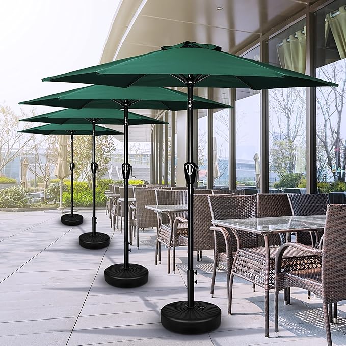 Simple Deluxe 2Pack 7.5ft Patio Umbrella Outdoor Table Market Yard Umbrella with Push Button Tilt/Crank, 6 Sturdy Ribs for Garden, Deck, Backyard, Pool, Green