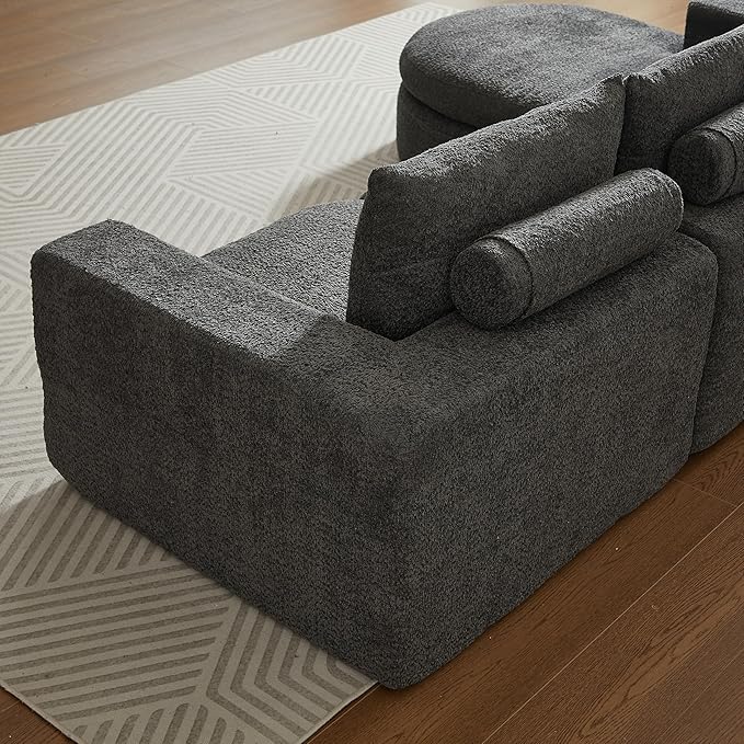 Boneless Sectional Sofa Couches with Chaise Lounge, Comfy Upholstered Compressed Cloud Sectional Sofa Floor Couch for Living Room Apartment,Deep Seat Sofa & Couches | Deep Seat, Wider Armrest, Free Combination
