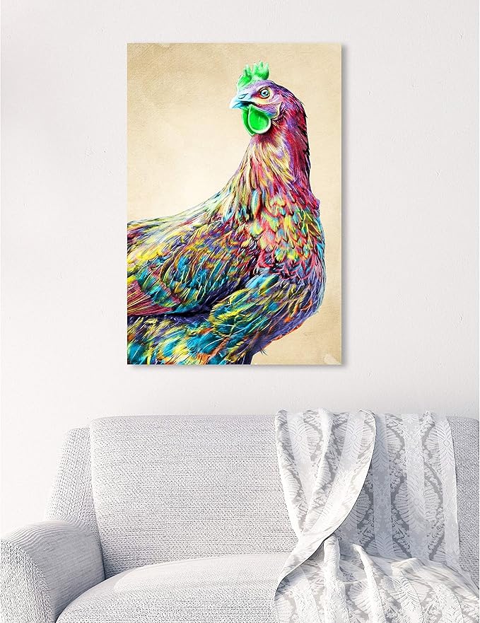 The Oliver Gal Artist Co. Fun Colorful Glam Rooster Canvas Art, 16" x 16"