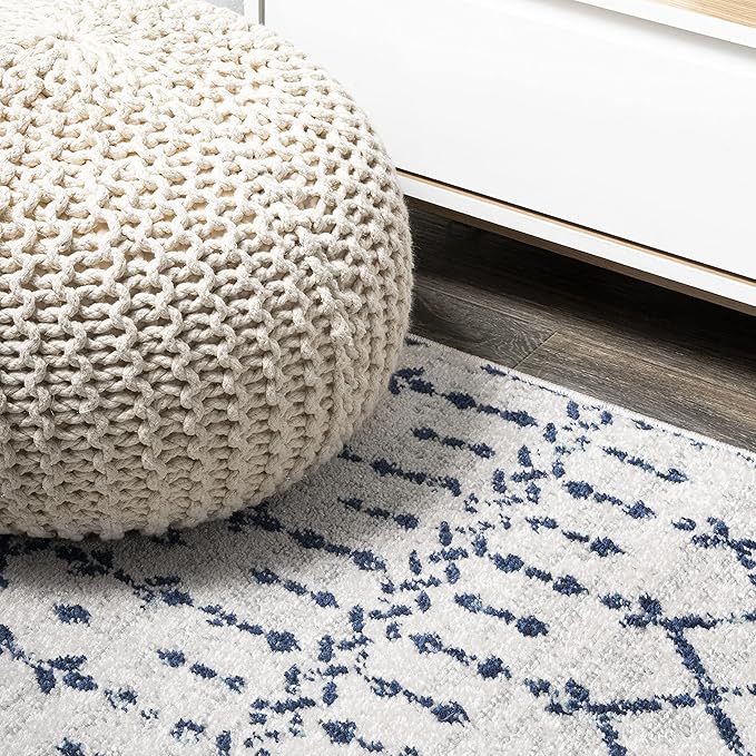 JONATHAN Y Boho Vintage Diamond Cream/Navy Runner Rug 2X8 ft, Moroccan Hype for Living Room, Bedroom, Kitchen, Office, Easy-Cleaning, High Traffic, Pet-Friendly, Non-Shedding (MOH101F-28)