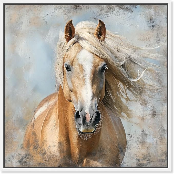 Art Remedy Rustic Rider Canvas Horse Wall Art, White Frame, 30" x 30"