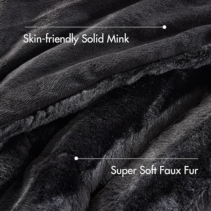 Madison Park Faux Fur Reversible Comforter Set, Down Alternative Filling, Modern Quilted Bedding with Matching Shams, King/California King, Black