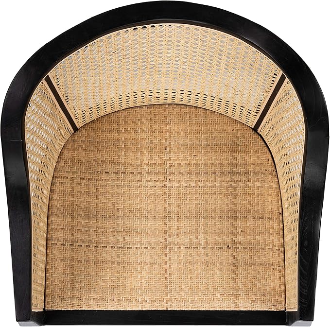 SAFAVIEH Home Collection - Maika Black & Natural Brown Solid Wood & Cane Rattan Dining Chair, Fully Assembled (DCH9500D)