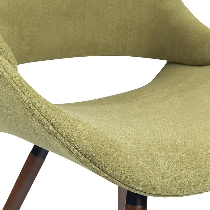 SIMPLIHOME Malden Dining Chairs - Upholstered Bentwood Frame and Woven Fabric Kitchen Chair in Acid Green, Modern Dining Room Seating with Curved Contoured Back, Walnut Veneer Legs and Padded Seat