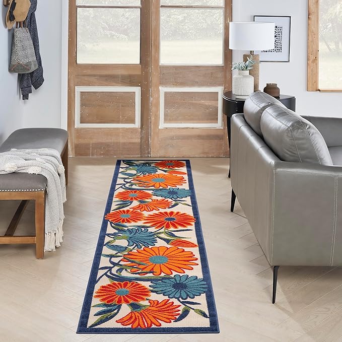 Nourison Home Aloha Multicolor 2'3" x 10' Area Rug - Easy Clean, Non Shedding, Bed Room, Living Room, Dining Room, Kitchen (10' Runner)