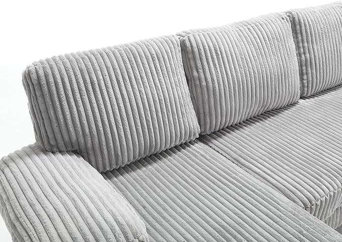 Eafurn Symmetrical U Shaped Sectional Sofa with Double Chaise Lounge,Modern Corduroy Upholstered Oversized Corner Couch, Deep Seat Comfy 4-Seater Sofa w/Pillow-top Armrest for Living Room