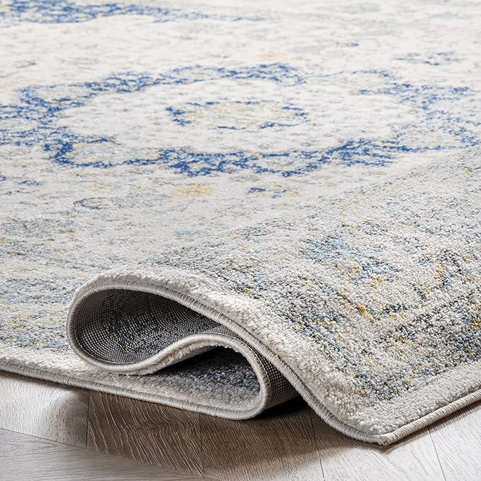 Nuloom Verona Blue/Off-White, 8'10" x 12', Vintage Medallion, Soft and Cozy, High Traffic, Stain Resistant, Easy Clean, Durable Area Rug for Bedroom, Living Room, Dining Space, Den, Foyer, Entryway