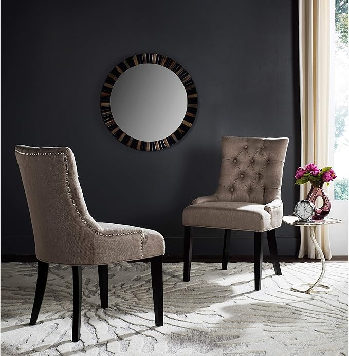 SAFAVIEH Mercer Collection Heather Beige Linen Nailhead Dining Chair