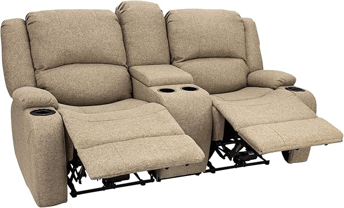 RecPro Charles Powered Double Recliner Sofa & Loveseat | Wall Hugger RV Furniture, Cloth (Oatmeal, 70")