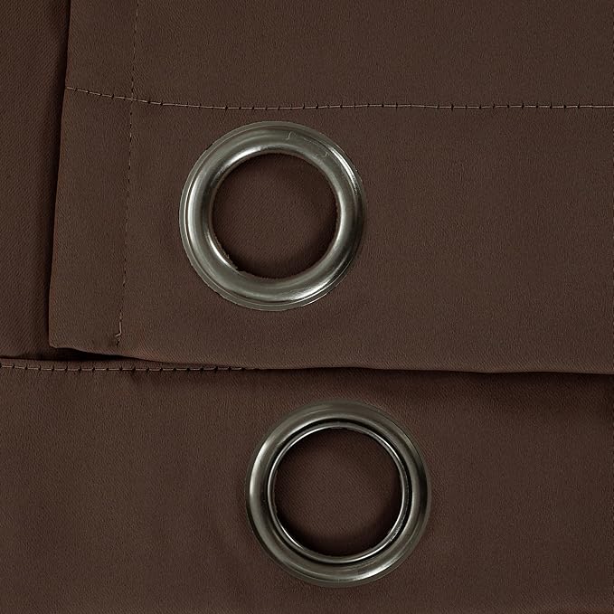 Lush Decor Insulated Grommet Blackout Window Curtain Panels, Pair, 52" W x 84" L, Chocolate - Classic Modern Design - Chic Window Decor - Long Curtains For Living Room, Bedroom, Or Dining Room