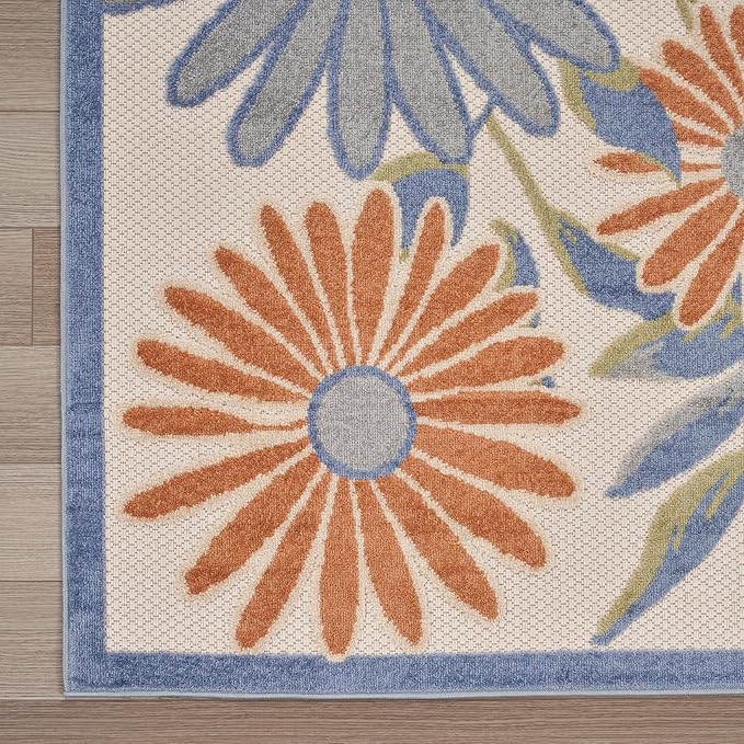Nourison Home Aloha Beige Multicolor 9' x 12' Area Rug - Easy Clean, Non Shedding, Bed Room, Living Room, Dining Room, Kitchen (9' x 12')