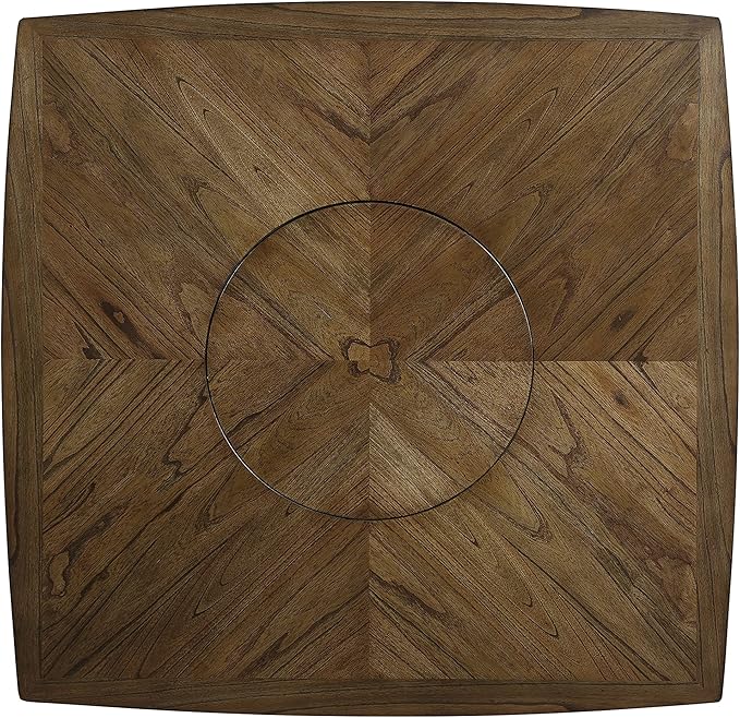 Lexicon Baronscourt 54" Square Counter Height Table for 8, Mindy Veneer Wood Dining Table with Lower Storage Shelf and Built-in Lazy Susan, for Dining Room/Kitchen, Light Oak