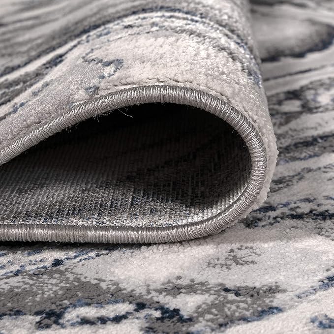 JONATHAN Y Swirl Marbled Gray/Blue Indoor Area Rug 8X10 ft, Abstract for Living Room, Bedroom, Kitchen, Office, Easy-Cleaning, High Traffic, Pet-Friendly, Non-Shedding SOR203B-8