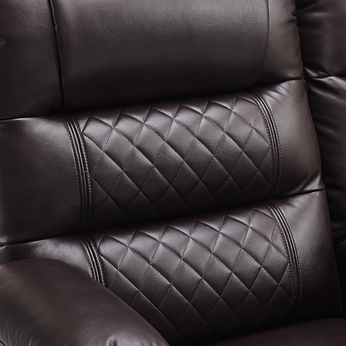 MCombo Zero Gravity Power Loveseat Recliner with Console, Heat and Vibration Massage, Reclining Loveseat Sofa with USB Ports, Cup Holders for Living Room, Faux Leather PR622Sets (Dark Brown)