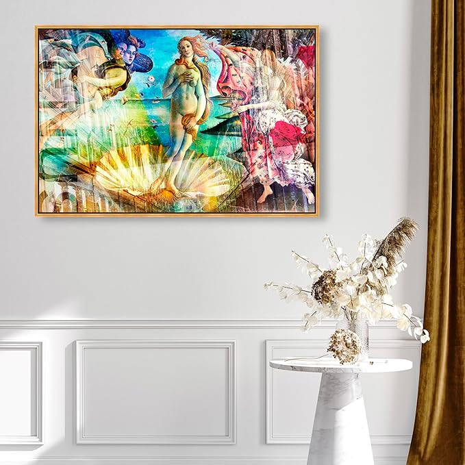 The Oliver Gal Artist Co. Spiritual and Religious Wall Art Framed Canvas Prints 'Birth of Venus - Botticelli' Zodiac