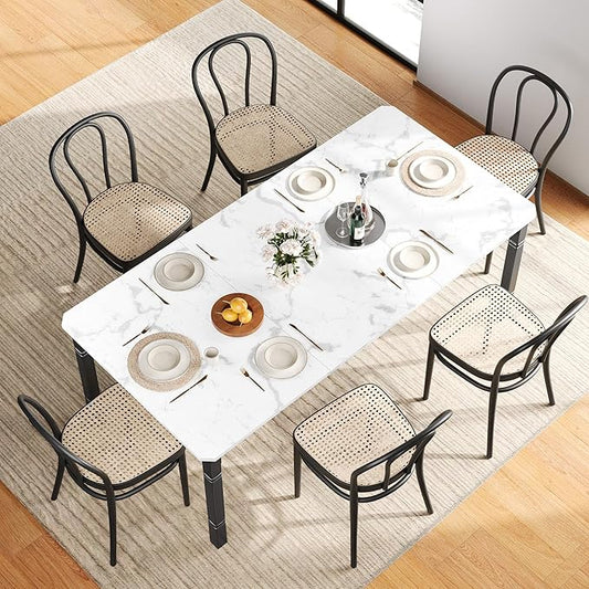Garvee 78 in Large Industrial Dining Table for 6-8, Kitchen Table with Heavy Duty Metal Legs, Wood Desk with Chamfer Corner for Dining Room, Kitchen, Living Room, Easy Assembly