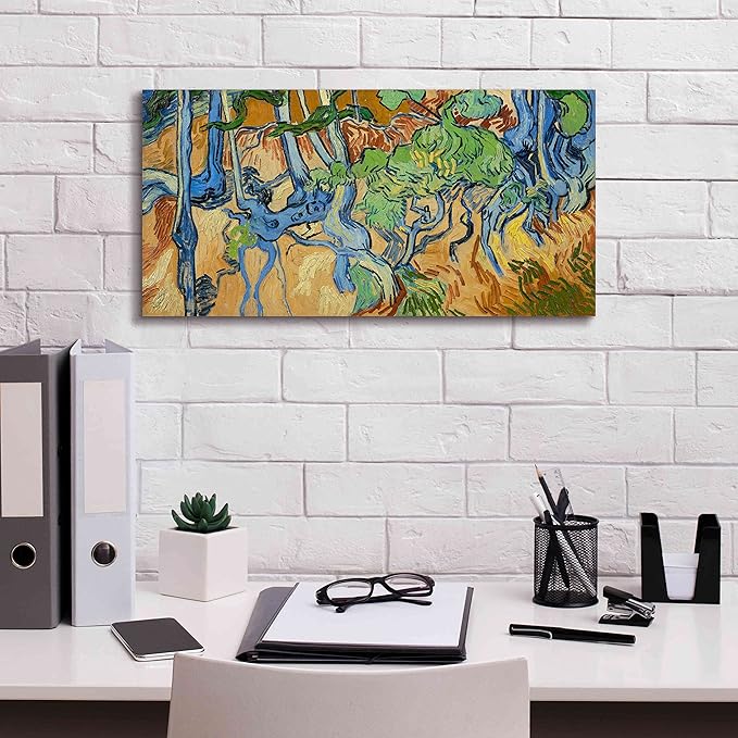 Epic Graffiti 'Tree Roots' by Vincent Van Gogh, Giclee Canvas Wall Art, 24"x12"