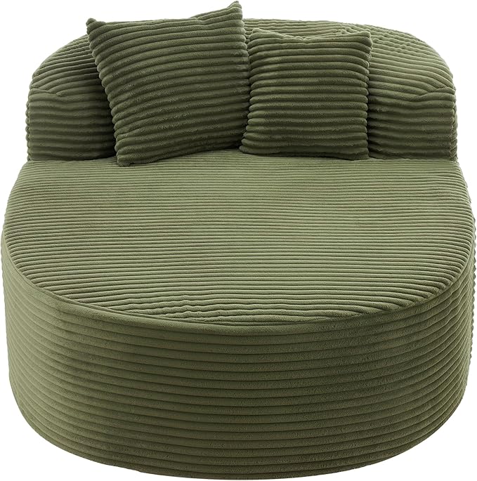 51.6-Inch Fluffy Corduroy Boneless Sleeper Daybed Oversized Single Recliner Foam Cloud Lounge Chaise,Floor Cloud Sofa Chaise W/2 Toss Pillows for Bedroom Living Room