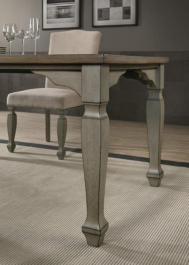 Roundhill Furniture Breda Two-tone Wood Dining Table, Antique Gray and Dark Oak