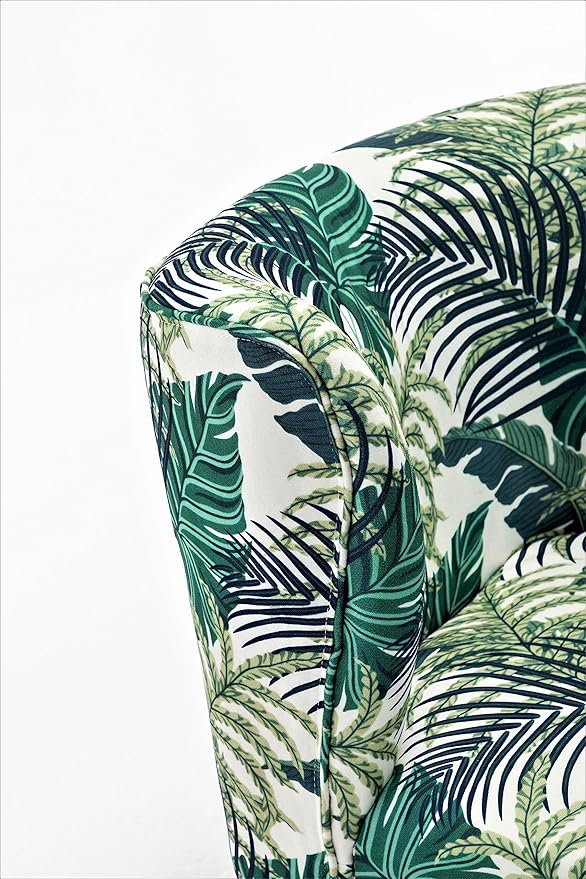 Thia Armless Accent Chair for Living Room, Elegant Seat with Nailhead Trim, Gold Metal Legs and Comfortable Curved Back, 28" D x 25" W x 29.5" H, 01 Floral Print