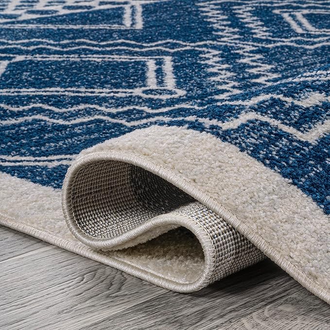JONATHAN Y Amir Moroccan Beni Souk Navy/Ivory Runner Rug, 2x8, Bohemian, Scandinavian, Easy-Cleaning for Living Room, Bedroom, Kitchen, Pet Friendly, Non-Shedding (MOH200D-28)