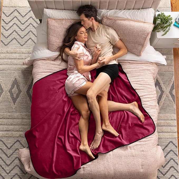 Avana Waterproof Throw - Sensual Blanket for Adults - Made in The USA - Regular Size, Micro-Velvet Red