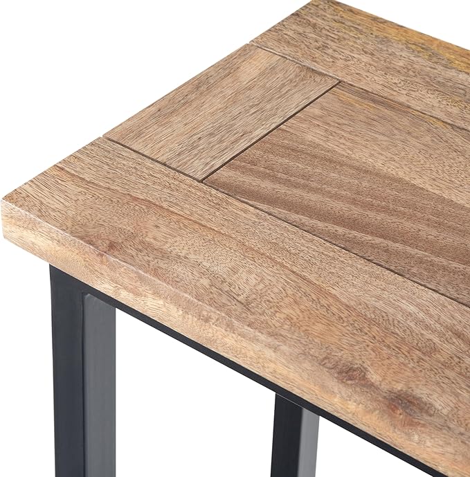 SIMPLIHOME Skyler C-Side Table - 18" Wide x 24" High Solid Mango Wood and Metal Slide-Under Table in Natural, Industrial Accent Table or End Table for Living Room or Bedroom with Open Frame, Assembled