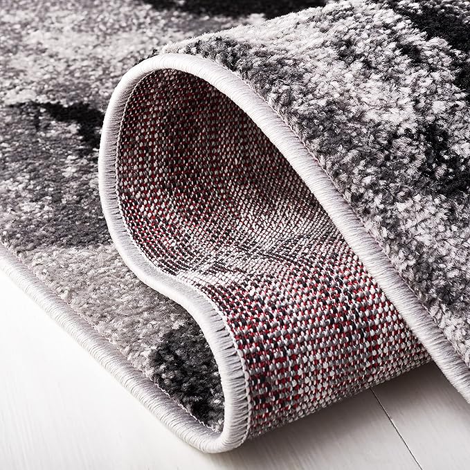 SAFAVIEH Adirondack Collection Runner Rug - 2'6" x 14', Grey & Black, Modern Abstract Design, Non-Shedding & Easy Care, Ideal for High Traffic Areas in Living Room, Bedroom (ADR134Z)