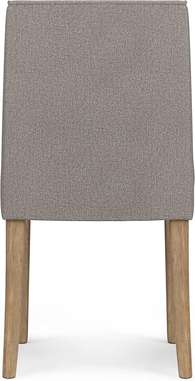 SIMPLIHOME Bartow Kitchen Chairs - Upholstered Solid Hardwood and Woven Polyester Kitchen Chair Set in Taupe, Contemporary Armless Dining Room Seating with Cushioned Seat and Back (Set of 2)