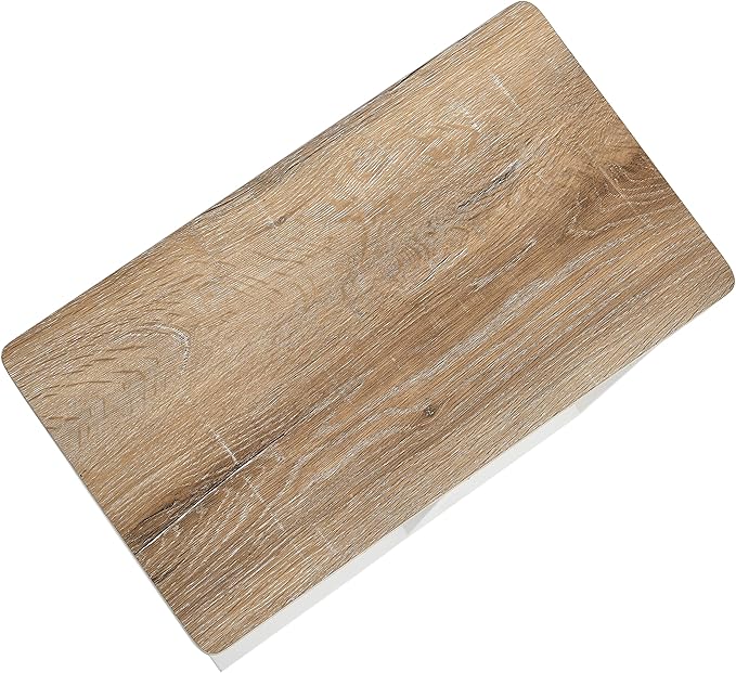 Household Essentials Jamestown C-Shaped Side End Table Coastal Oak Rustic Wood Grain and White Metal