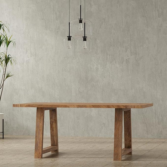 SIMPLIHOME Whitley Dining Table - 72 inch Wide Solid Mango Wood Rectangular Table in Burnt Wax, Modern Farmhouse Style for Dining Room or Kitchen with Extra-Thick Trestle Base, Seats 6