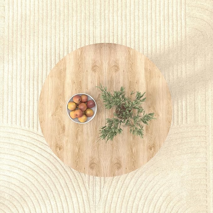 Ball & Cast Extendable Round Dining Table for 4-6,43.3-59" Transformer Kitchen Table W/Removable Leaf Trestle & X-Shaped Base,Farmhouse Oval Extendable Dining Room Table for Small Space,White Oak
