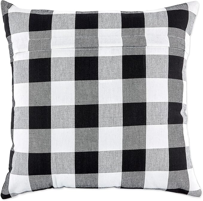 DII Throw Pillow Cover Collection Decorative Cotton Set, Machine Washable, 18x18, Black Gingham, 4 Piece