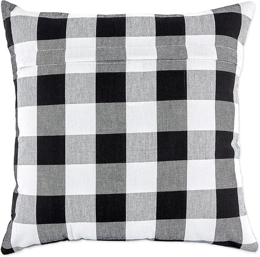 DII Throw Pillow Cover Collection Decorative Cotton Set, Machine Washable, 18x18, Black Gingham, 4 Piece