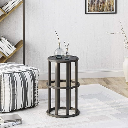 Christopher Knight Home Cassie Indoor Industrial 11 Inch Finish Side Table, Grey Ceramic Tile/Black Metal