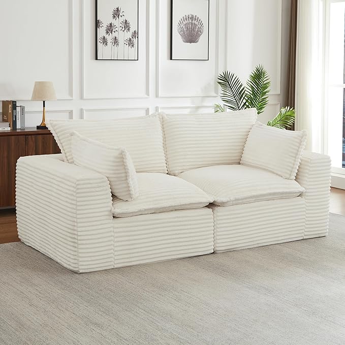 78.8" Cloud Loveseat Boneless Sofas for Living Room, 2 Seaters Modular Foam Cloud Sofa Couches, 2 Seat Compression Foam Couch with Headrests, No Assembly Required