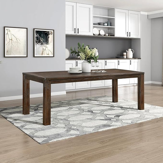 Lexicon 79" Dining Table for 8, Modern Rectangular Dining Room Table, Solid Acacia Wood Dining Table, Modern Wood Table with Solid Wood Leg for Kitchen/Dining/Living Room, Easy Assembly, Dark Brown