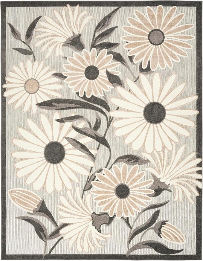 Nourison Home Aloha Beige 7' x 10' Area Rug - Easy Clean, Non Shedding, Bed Room, Living Room, Dining Room, Kitchen (7' x 10')