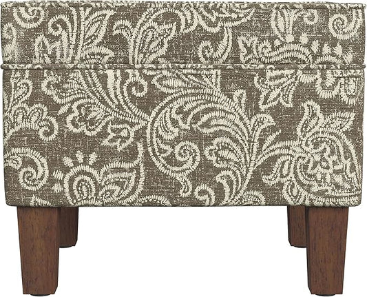 Spatial Order Home Decor | Dinah Collection Modern Storage Ottoman | Ottoman with Storage for Living Room & Bedroom(Brown Jacobean Print)