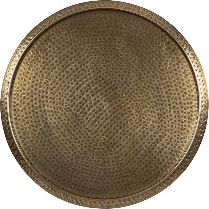 Kate and Laurel Sanzo Modern Round Pedestal Side Table, 15 x 15 x 24, Gold, Decorative End Table with Hammered Tabletop for Use as a Bedroom Nightstand or Living Room Accent