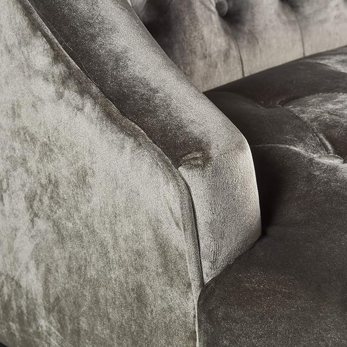 Christopher Knight Home GDFStudio Leona Modern Glam Tufted Velvet Wingback Loveseat, Gray and Dark Brown