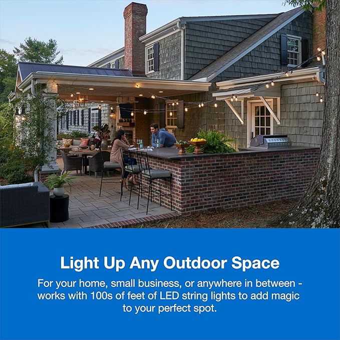 Lutron Outdoor Smart Plug for Caseta Smart Lighting, Summer Patio, Backyard Outdoor Lights & Motors, 15A LED Fixtures & 1/2 HP Motors, PD-15OUT-BL, Black