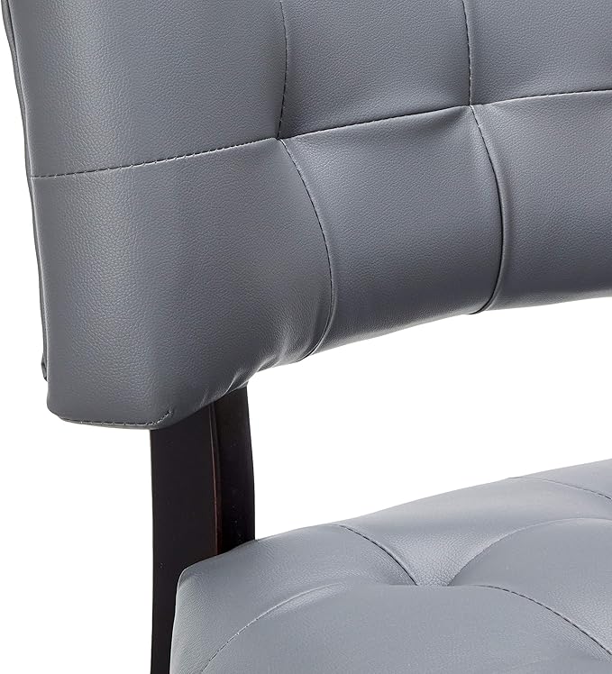 Roundhill Furniture Blended Leather Tufted Accent Chair with Oversized Seating, Gray