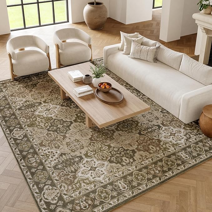 Nourison Home Grafix Green 9' x 12' Area Rug - Easy Clean, Non Shedding, Bed Room, Living Room, Dining Room, Kitchen (9' x 12')