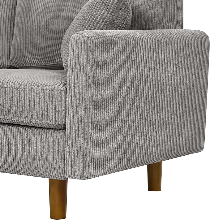 Eafurn L Shaped Modular Sectional Sofa with Left Chaise Lounge, 3 Seater Corner Sectional Couch Corduroy Upholstered Sofa Set w/Thickness Seat Cushions for Living Room Apartment | Wooden Frame, Removable Cushions, pocket spring, Easy Assembly