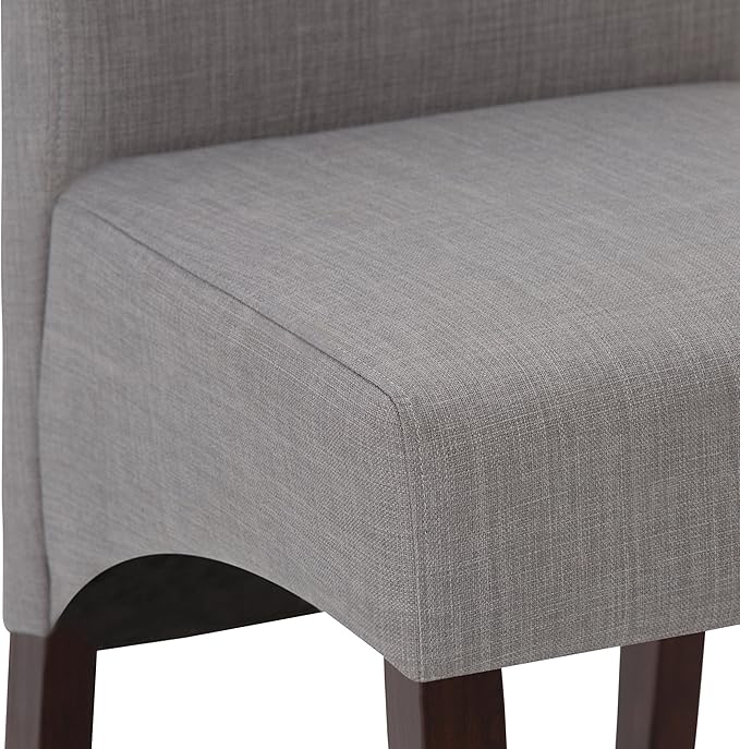 SIMPLIHOME Avalon Dining Chairs - Upholstered Solid Hardwood and Linen-Style Fabric Parsons Chair Set in Dove Grey, Contemporary Dining Room Seating with Curved Back and Cushioned Seat (Set of 2)