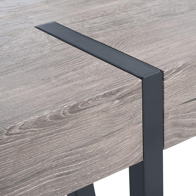 SAFAVIEH Home Collection Alyssa Mid-Century Rustic Industrial Dining Room Table DTB7000C, Grey Oak/Black Legs