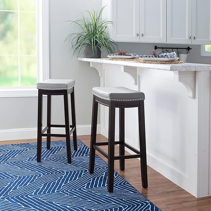 Linon Home Décor Kingston Gray Bar Stool, Black